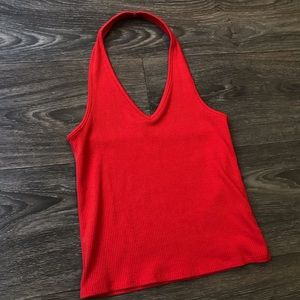 AE Halter Tank in orange/red